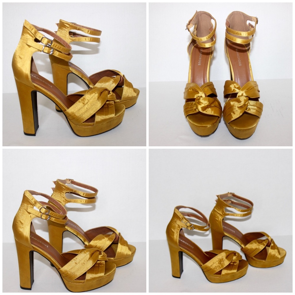 Retro Gold Platform Heel Sandals
